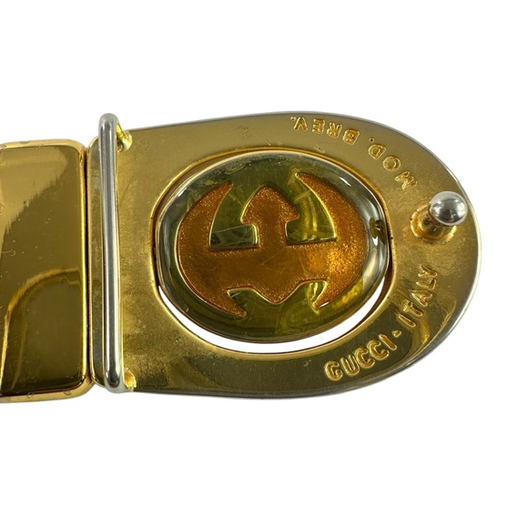 Genuine Vintage GUCCI Reversible Red Green Stripes Brown Leather GG belt 30 main image 13